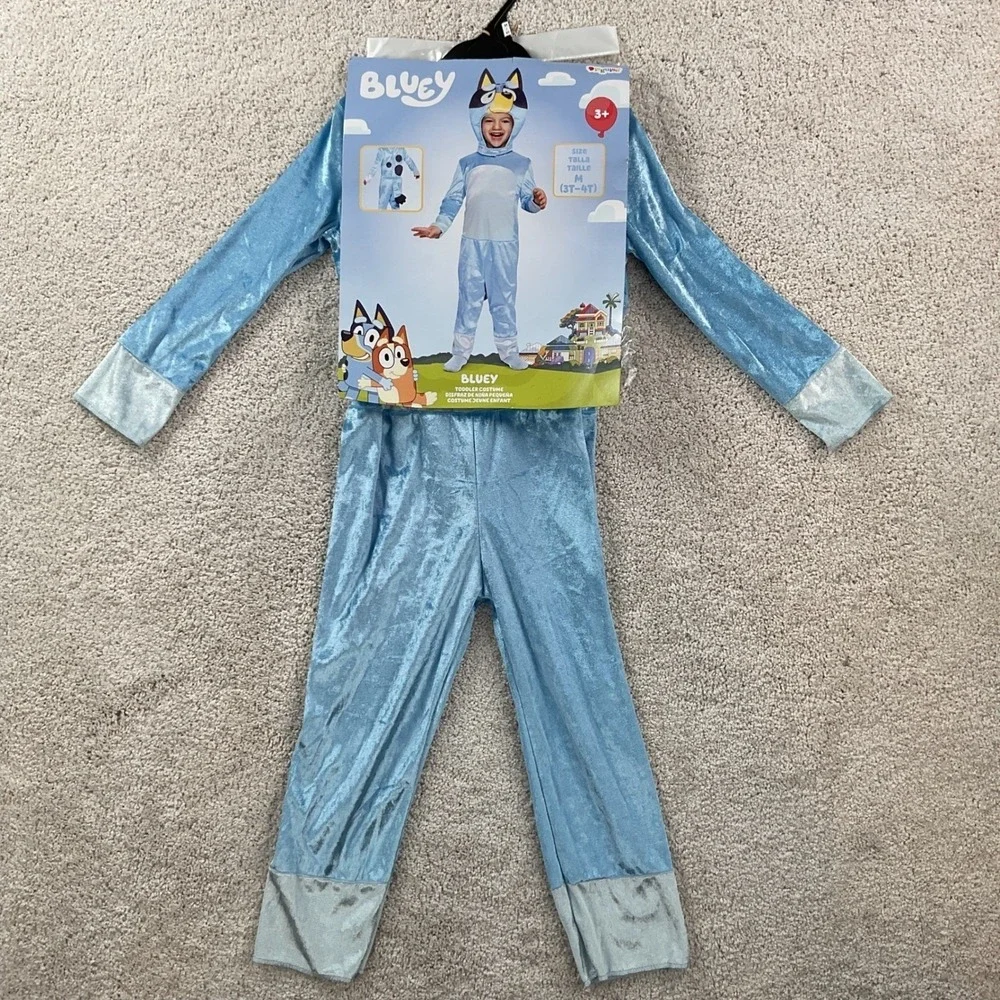 Bluey Toddler Costume Disguise Jumpsuit Headpiece Tail Set Size M 3T-4T New